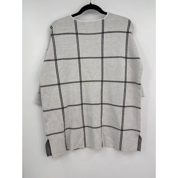 Tahari Perfect Shape Pullover Sweater Windowpane Plaid White Black 1X NEW - Picture 3 of 7